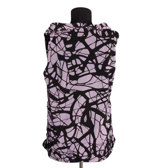 Dana Buchman L Top Womens Sleeveless Cowl Neck Black Lavender Abstract Print - Picture 3 of 9